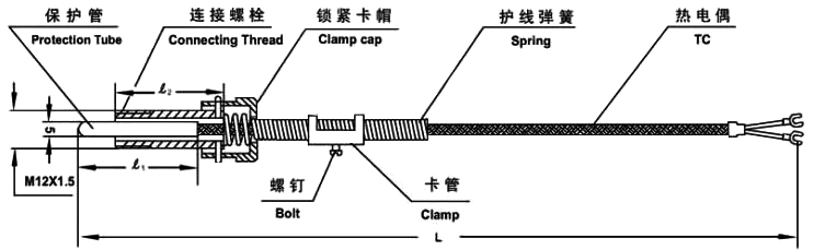 壓簧熱電偶結構尺寸圖