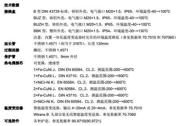 螺旋式熱電偶b型端子箱901020型技術規格